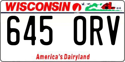 WI license plate 645ORV