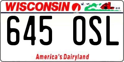 WI license plate 645OSL
