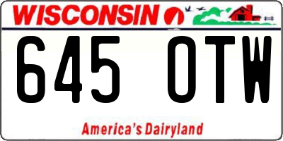 WI license plate 645OTW