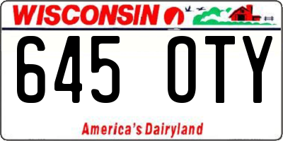 WI license plate 645OTY