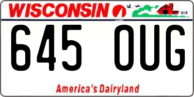 WI license plate 645OUG