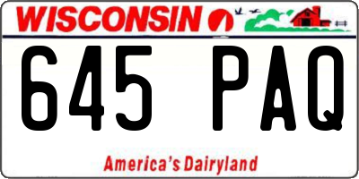 WI license plate 645PAQ