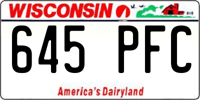 WI license plate 645PFC
