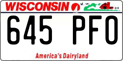 WI license plate 645PFO