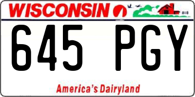 WI license plate 645PGY