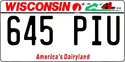 WI license plate 645PIU
