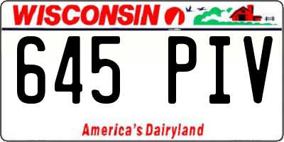 WI license plate 645PIV