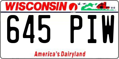 WI license plate 645PIW