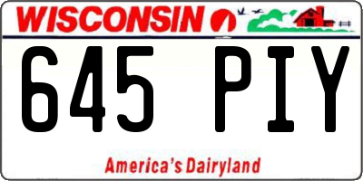 WI license plate 645PIY