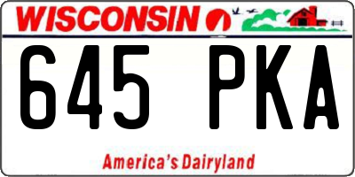 WI license plate 645PKA