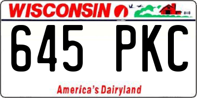 WI license plate 645PKC