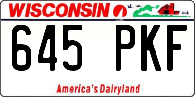 WI license plate 645PKF
