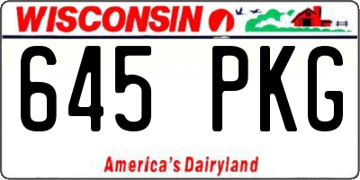 WI license plate 645PKG