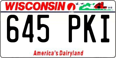 WI license plate 645PKI