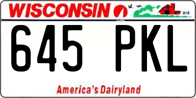WI license plate 645PKL