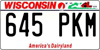 WI license plate 645PKM
