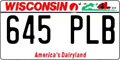WI license plate 645PLB