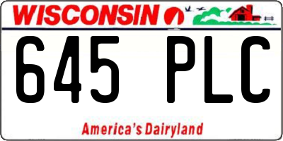 WI license plate 645PLC