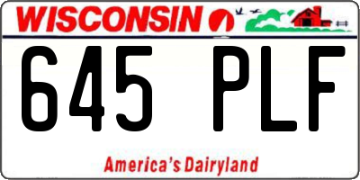 WI license plate 645PLF