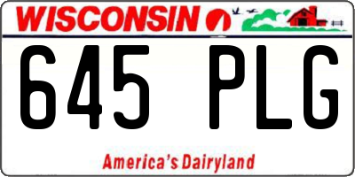 WI license plate 645PLG