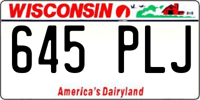 WI license plate 645PLJ
