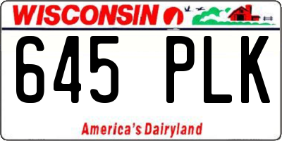 WI license plate 645PLK