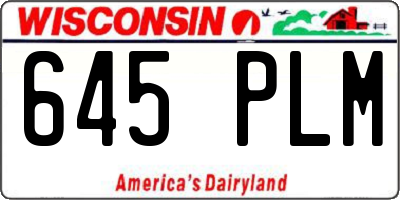 WI license plate 645PLM