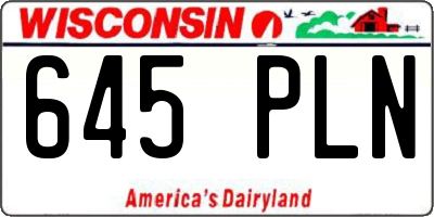 WI license plate 645PLN