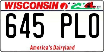 WI license plate 645PLO