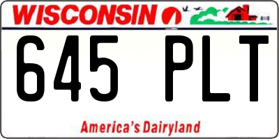 WI license plate 645PLT