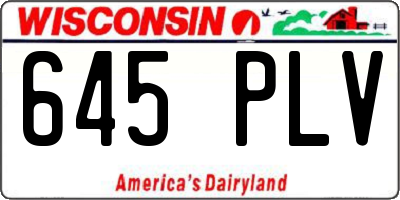 WI license plate 645PLV