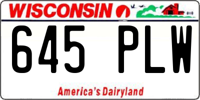 WI license plate 645PLW