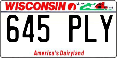 WI license plate 645PLY