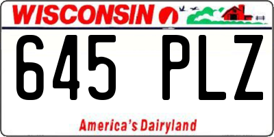 WI license plate 645PLZ