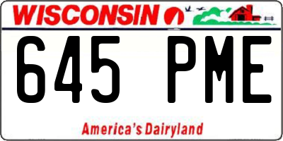 WI license plate 645PME