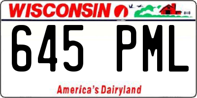 WI license plate 645PML