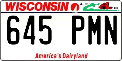 WI license plate 645PMN
