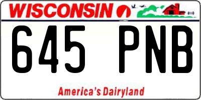 WI license plate 645PNB