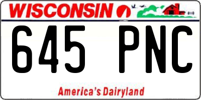 WI license plate 645PNC