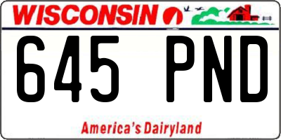 WI license plate 645PND