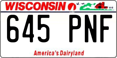 WI license plate 645PNF
