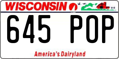 WI license plate 645POP