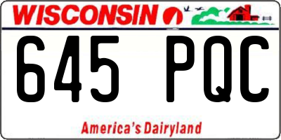 WI license plate 645PQC