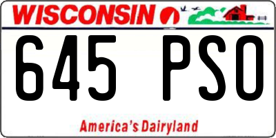 WI license plate 645PSO