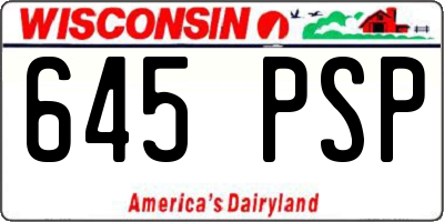 WI license plate 645PSP