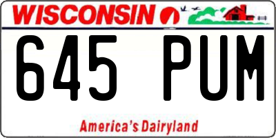 WI license plate 645PUM