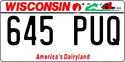WI license plate 645PUQ