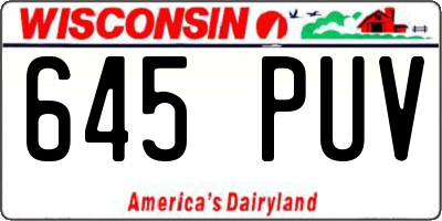 WI license plate 645PUV
