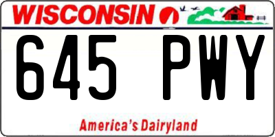 WI license plate 645PWY
