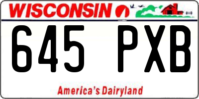 WI license plate 645PXB